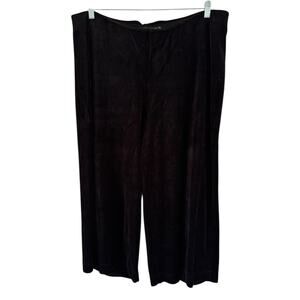 Gudrun Sjoden Black Velour Cropped Wide Leg Pull On Pants Womens Size 2XL